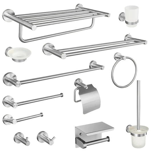Brushed Nickel Bathroom Accessories Towel Bar Bath Robe Hook Brass Knurled Bathroom Hardware Set Shelf for Towels Paper Tissue