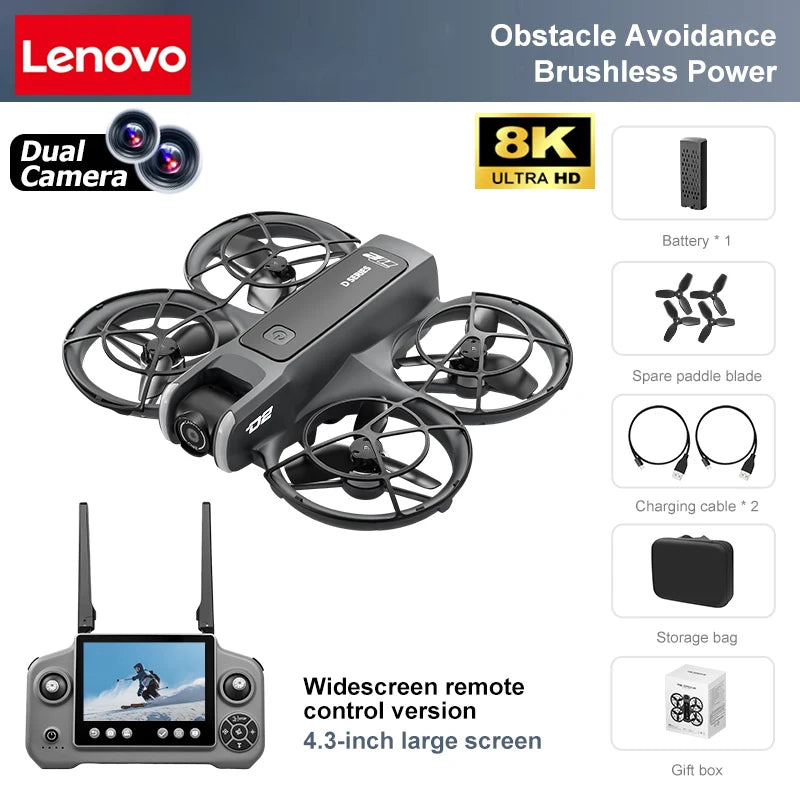 Lenovo D2 Drone 8K Aerial HD Intelligent Avoiding Obstacle with Larger Screen Remote Control Folding Brushless Power GPS Drone