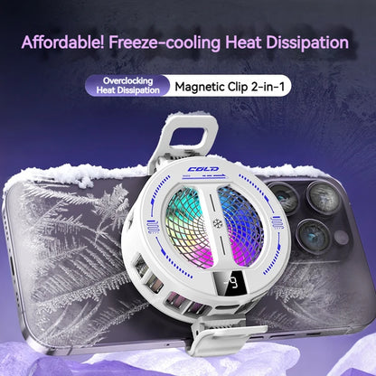NEW Semiconductor Magnetic Clip Phone Cooler with Digital Display Temperature RGB Lights Compatible for Iphone Samsung Xiaomi