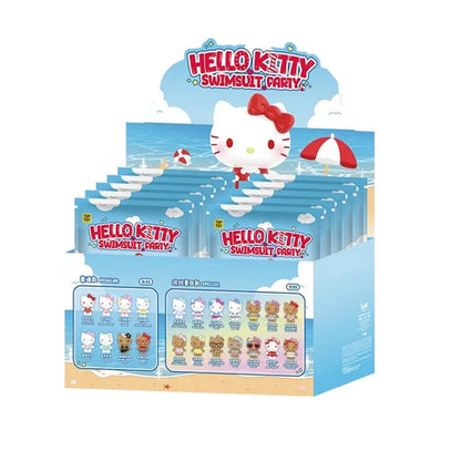 New Hello Kitty Swimsuit Party Series Blind Box Cute Mini Beans Doll Car Dashboard Figurine Ornament Surprise Box Birthday Gift