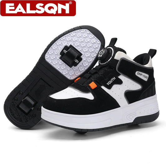 Children Roller Skating Shoes Anti-collision Durable Walking Shoes Ultra-Light Two-wheel Outdoor Sports Shoes for Kids Girls Boy