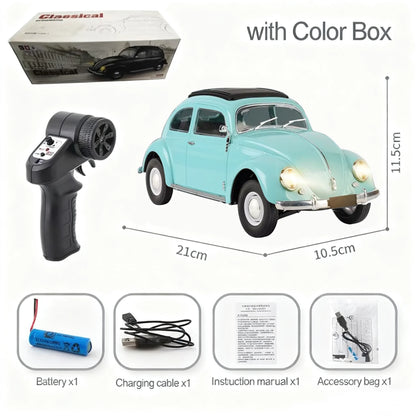1/16 Full Scale Classical RC Car D62mini Remote Control Car Retro Beetle 1950 Climbing Vehicle Simulation Model Toy For Children