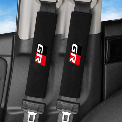 2Pcs Car Seat Belt Cover Suede Fluff Breathable Protection Pad For GR Sport Gazoo Racing RAV4 C-HR RZ Yaris Mark x Prado