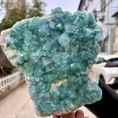 Natural Formed!Green Cubic Fluorite Clusters, Green Quartz Crystal Ore Clusters, Minerals, Reiki, Healing Clusters