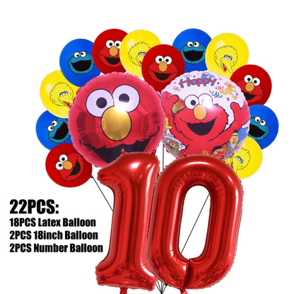 Birthday Party Decoration Set Supplies Cartoon Sesame Streets Birthday Party Supplies Tableware Balloon Cake Topper Banner Plate