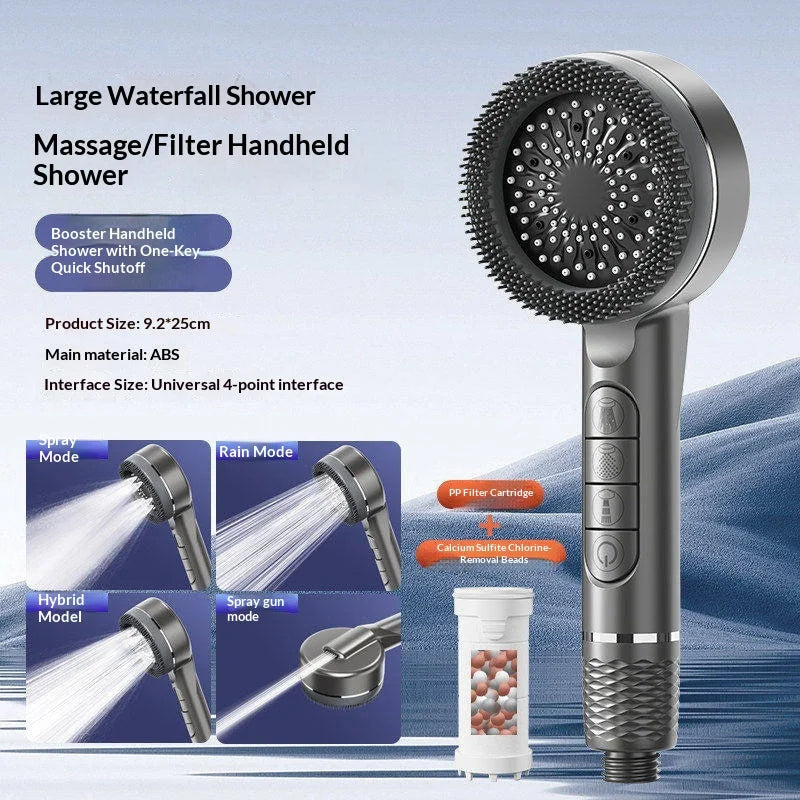 4Modes Pressure Boost Shower Head Multifunction Adjustable Large Water Shower Nozzle Massage Bathroom Accessory
