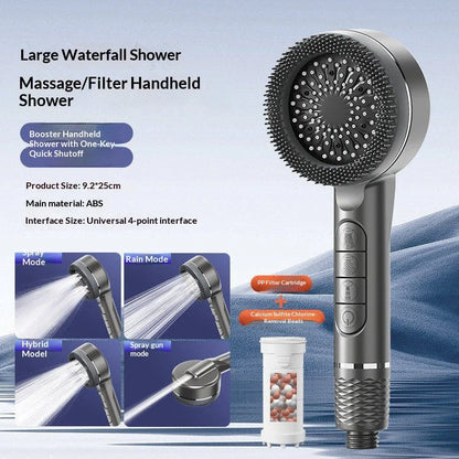 4Modes Pressure Boost Shower Head Multifunction Adjustable Large Water Shower Nozzle Massage Bathroom Accessory