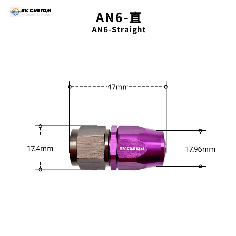 Universal Oil Pipe Female Forged Hose End Fitting Wire Braided Oil Tube Adapter Oil Radiator Fitting Aluminum Alloy AN6 AN8 AN10