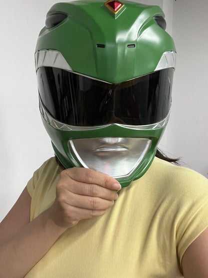 Power Rangers Lightning Collection Mighty Morphin Green Ranger Helmet Replica Green Helmet Cosplay Toy for Birthday Gift TK187