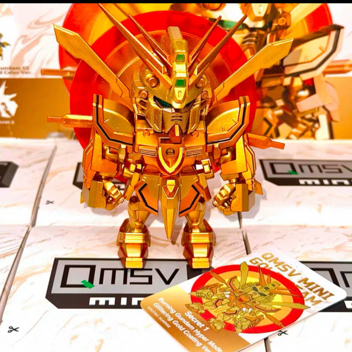 2026 Qmsv Mini Gold Team Gundam Blind Box Q Version Figure Golden Coating Hidden Style Desktop Decor Toy Gift For Gundam Fans