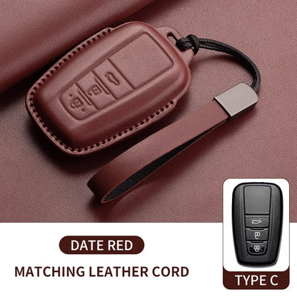 New Leather Car Remote Key Case Cover Shell For Toyota Prius Camry Corolla Avalon CHR RAV4 Land Cruiser Prado Keyless Key Fob