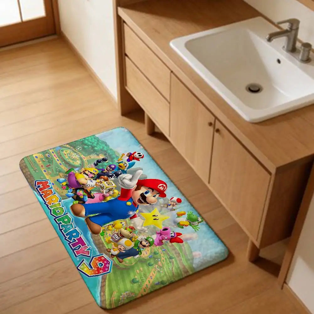 Game M-marioes Cartoon Bathroom Mat Anti-slip Absorb Water Long Strip Cushion Bedroon Mat Welcome Doormat
