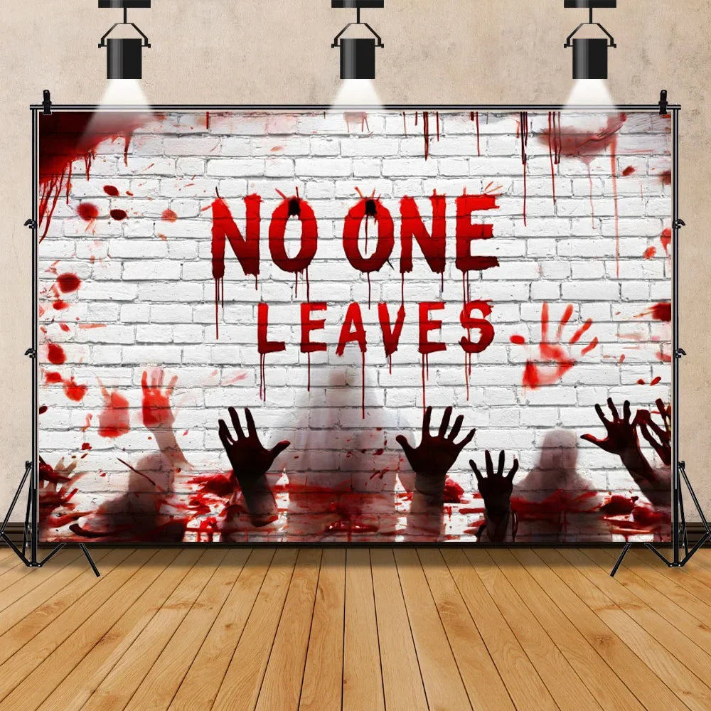 Horror Halloween Scary Blood Splatter Backdrop Red Blood Dripping Ghost Shadow Zombie Vampire Photography Background Studio