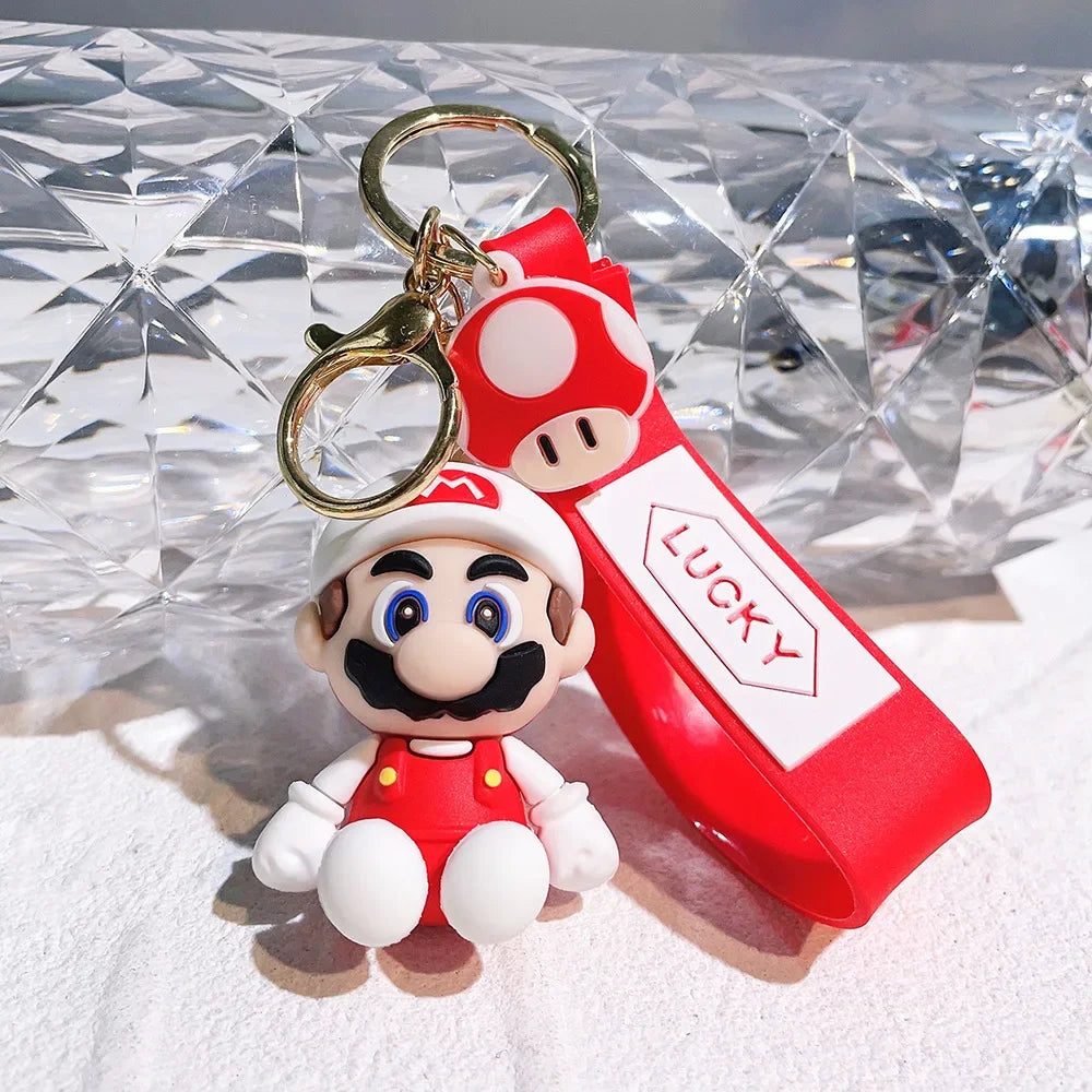Mario Keychain Mario Bros Luigi Figure Toad Yoshi Bowser Action Figure Model Cartoon Bag Doll Pendant Toys Gift