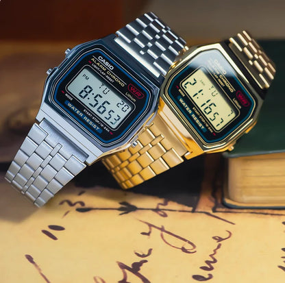 CASIO A159WA-N1 Classic Retro Square Watch for Men, Quartz Sports Watch with Shock & Water Resistance, Multi-function Design