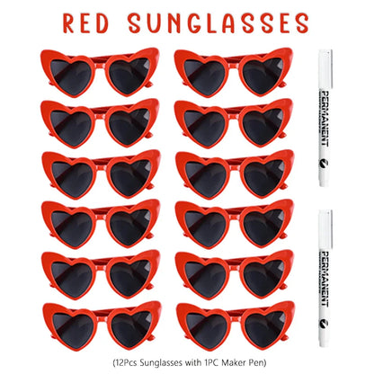 12-100Pcs Wedding Sunglasses for Guests Heart Shaped Sunglasses Bachelorette Party Glasses Bridal Shower Party Favors Photo Prop