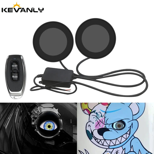 Car LED Devil Eyes 3 Inch Demon Evil Eye Lenses 12V For Car Remote Control Eyes Retrofit Kits Fitting Auto Light Accessories