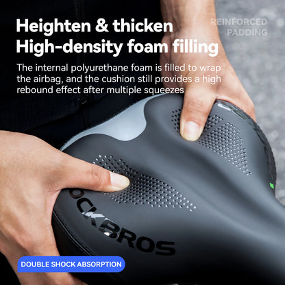 ROCKBROS Inflatable Cycling Saddle With Built-in Airbag Adjustable Softness Shock Absorbing PU Leather Long Ride Bike Saddle