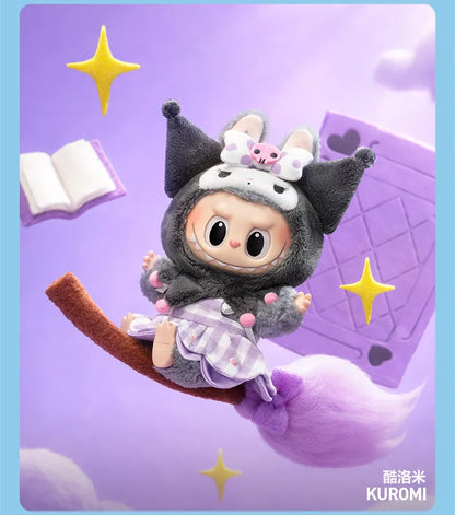 NEW POP MART The Monsters X Sanrio Family Labubu Hello Kitty Kuromi Vinyl Plush Doll Keychain Blind Box Kawaii Toys Kids Gift