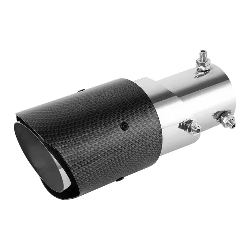 Stainless Steel Car Exhaust Tip, Carbon Fiber ABS Shell Multi-Angle Adjustable Curved Muffler Decor Cover