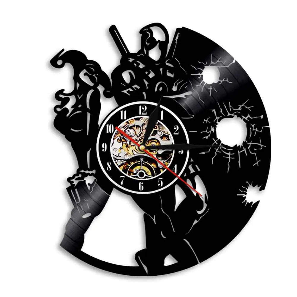 Anti-hero Deadpool Inspired Wall Clock For Living Room Home Theater Cinema Decor Retro Album Artwork Vinyl LP Record Wall Clock