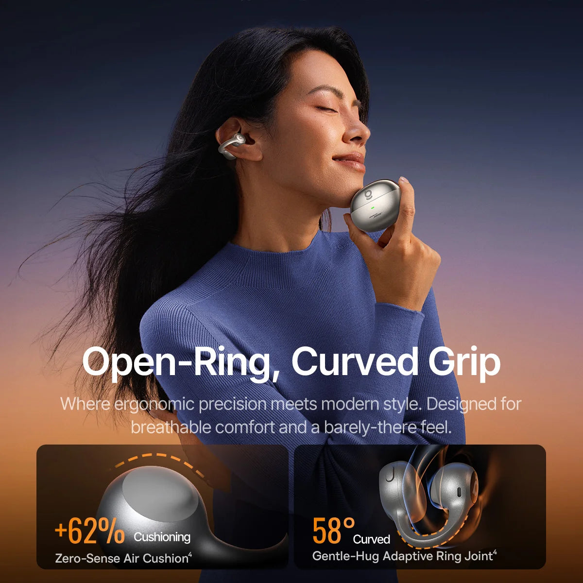 Baseus Inspire XC1 Sound by Bose Ear Clip Wireless Earbuds Bluetooth 6.1 Open Earphones earrings 4-Mics Clip on ear buds