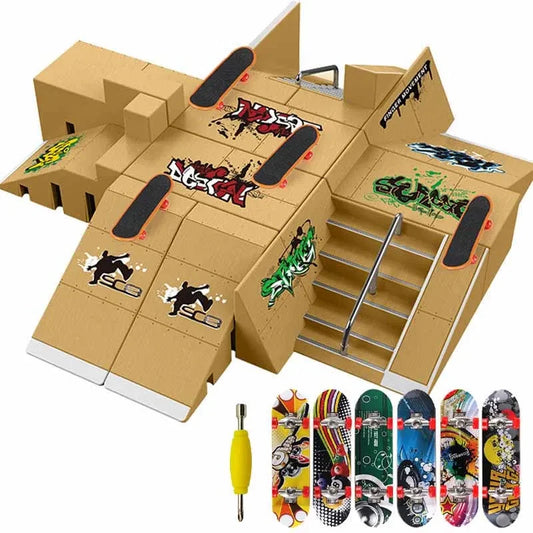 Kid Fingerboard Skateboards Fingertip Sports Toy Park Ramp Railings Slope Model Scene Finger Skateboard Trainting Adult Toy Gift