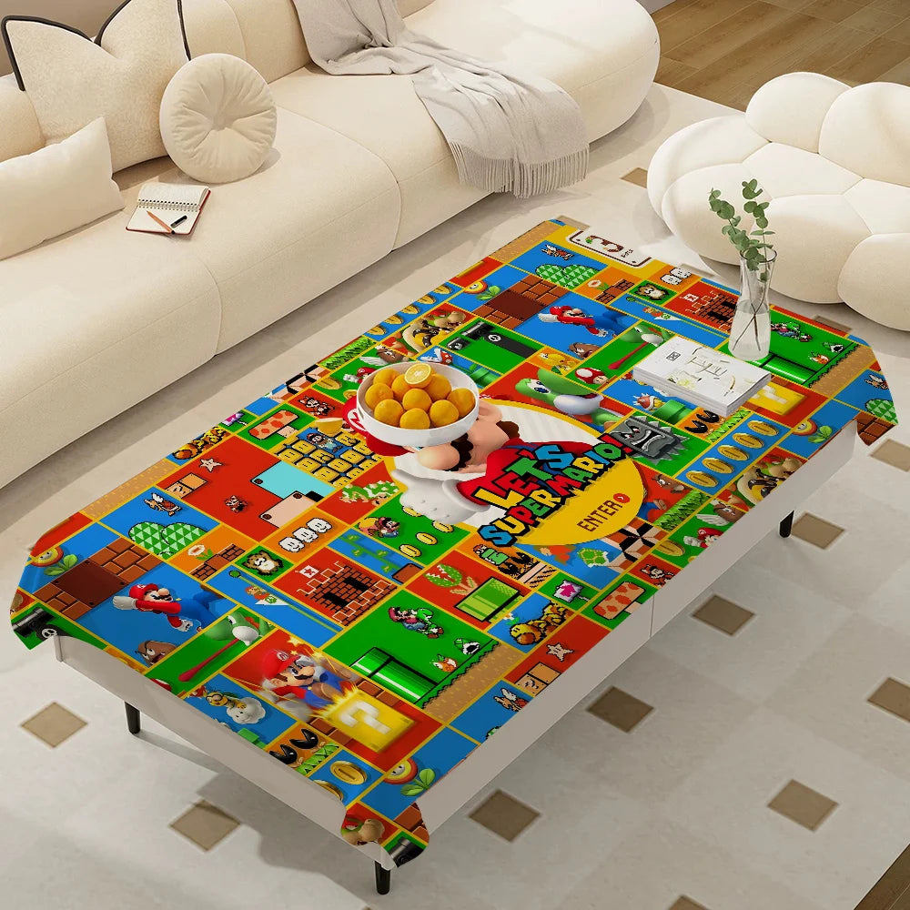 Hot Super Cool M-Mario Game Bros Waterproof Rectangle Tablecloth Fiesta Home Decor Dining Room Decor Reusable Party Supplies