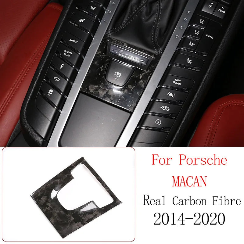Real Carbon Fiber For Porsche Macan 2014-2020 Inner Door Central Control Gear Panel Cover Door Sill Trim Stickers Accessories