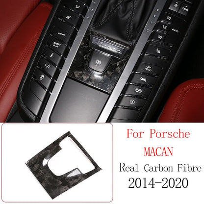 Real Carbon Fiber For Porsche Macan 2014-2020 Inner Door Central Control Gear Panel Cover Door Sill Trim Stickers Accessories