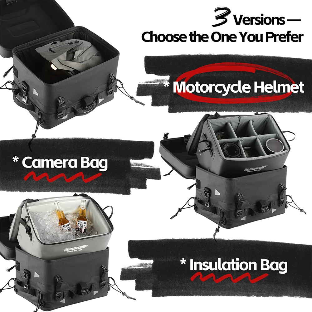 Rhinowalk Motorcycle Tail Dry Bag Waterproof Motor Rear Seat Bag Camera Or Cooler Bag Motorcycle Hard Case Luggage Helmet Bag