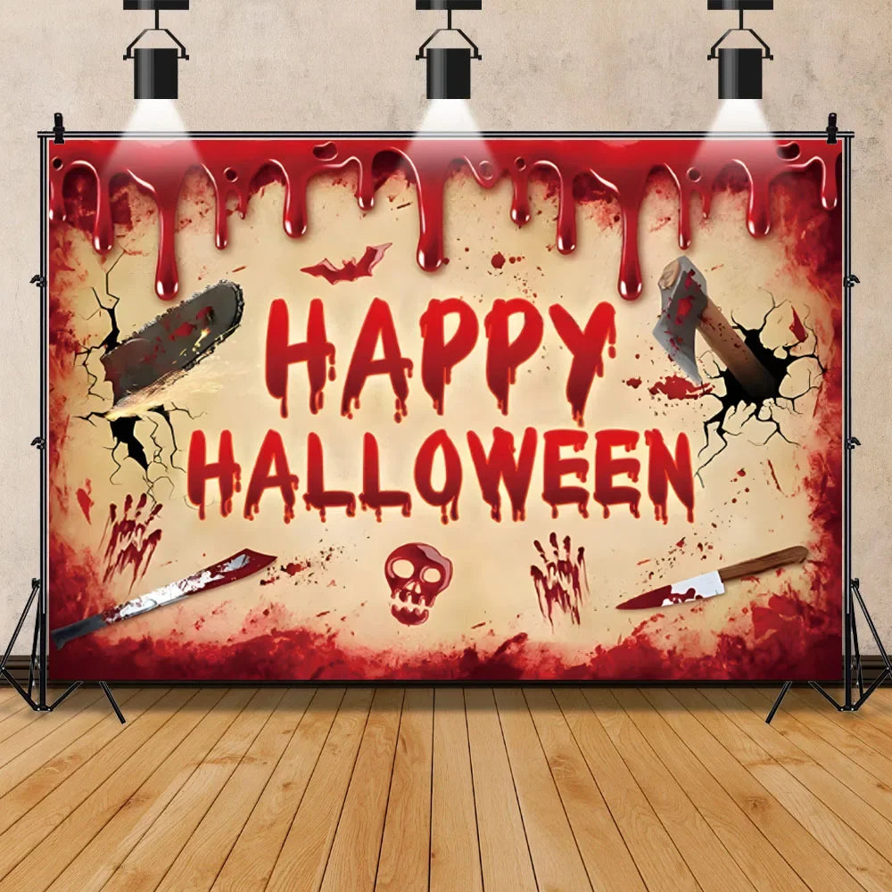 Horror Halloween Scary Blood Splatter Backdrop Red Blood Dripping Ghost Shadow Zombie Vampire Photography Background Studio