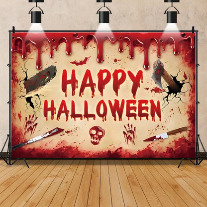 Horror Halloween Scary Blood Splatter Backdrop Red Blood Dripping Ghost Shadow Zombie Vampire Photography Background Studio