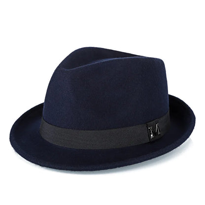 Men Winter Thick Warm Felt Fedora Hats Wool Gentleman Jazz Cap Homburg Male Classical Narrow Brim Top Hat