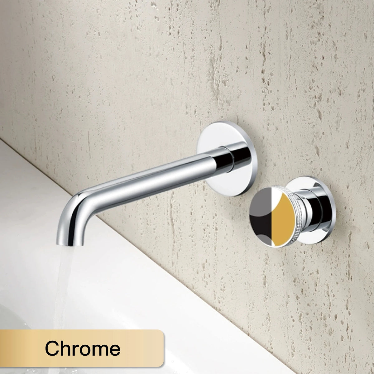 Modern luxury gun gray brass bathroom faucet with wall mounted design, cold and hot dual control, simple basin faucet