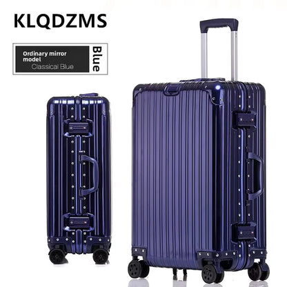 KLQDZMS German All Aluminum Magnesium Alloy Luggage 20 Inch Boarding Suitcase 28 Large Capacity Travel Business Leather Suitcase