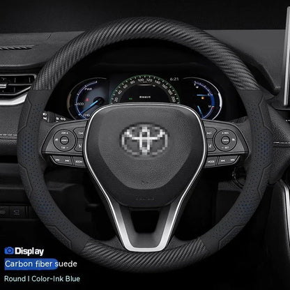 Carbon Fiber Steering Wheel Covers Suitable for Toyota Crown CHR, Yaris, Corolla, Auris, Rav4, Prius, Camry, Raize, Prado.