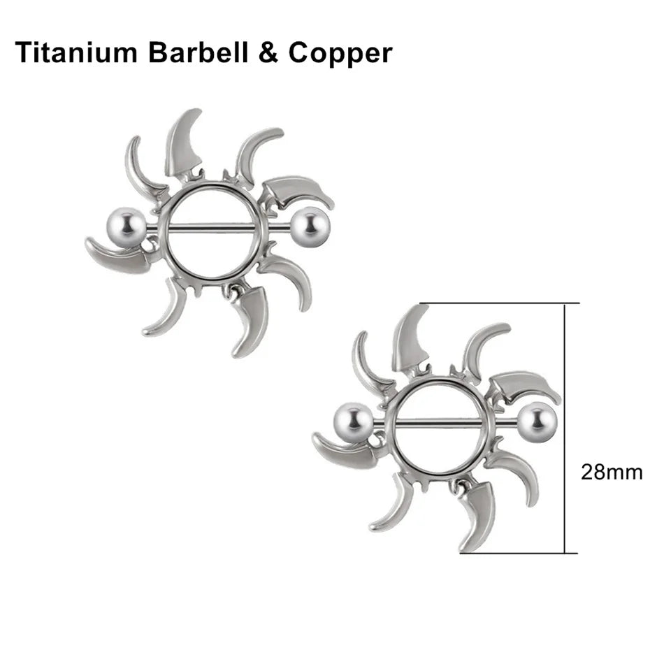 2Pcs 14G 16G Titanium Nipple Barbell For Women Men Gothic Punk Skull Alien Vampire Teeth Nipple Rings Body Meme Piercing Jewelry