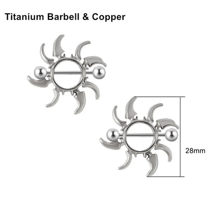 2Pcs 14G 16G Titanium Nipple Barbell For Women Men Gothic Punk Skull Alien Vampire Teeth Nipple Rings Body Meme Piercing Jewelry