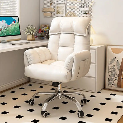 Comfortable Computer Chair with Armrest Footrest Home Office Dormitory Lounge Recliner Back Support Pillow Adjustable Seat