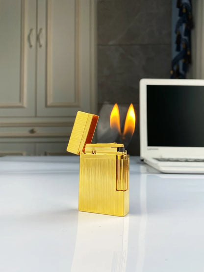Windproof Lighter with Bright Sound for Men, Retro Cigarette Gift, Brass Shell, New