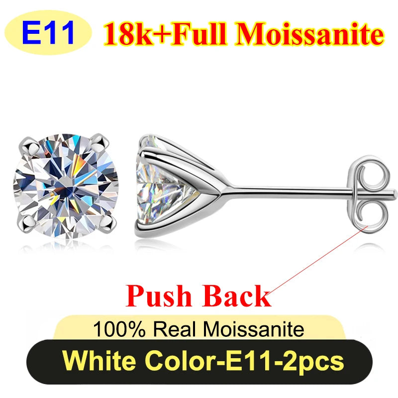 Premium 0.5-3ct Moissanite Diamond Stud Earrings for Women Original 925 Sterling Silver Screw Back Women Moissanite Earring