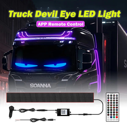 App Car Truck Devil Eye LED Pixel Panel Light Remote Control Soft Folding Lighting Rolling Panel Windshield 12V 24V