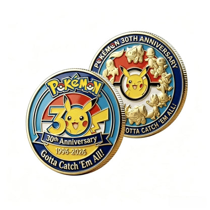 Pokemon 30th Anniversary Commemorative Coin Pikachu Gengar Mewtwo Anime Toys for Kids Gift Collection Display Decoration
