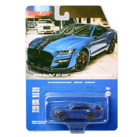 Auto Star AW 1/64 Scale 2020 Ford Shelby GT500 Carbon Biber Track Racing Metal Car Model Vehicles Toy Diecast Miniatures Blue