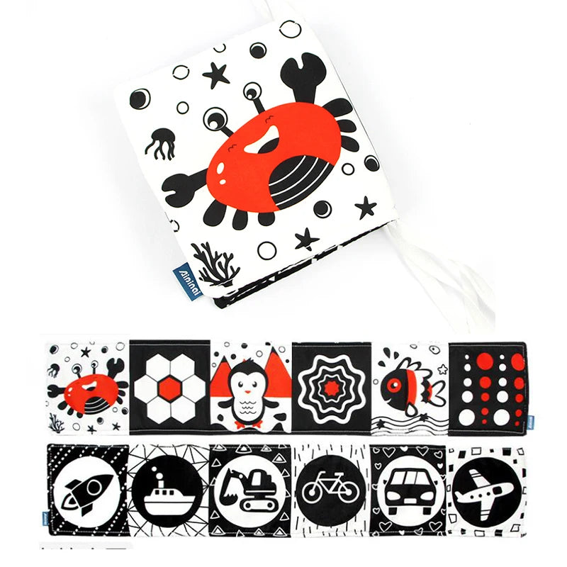 Soft Baby Books 3D Touch Feel High Contrast Cloth Book Sensory Early Learning Stroller Toys for Infant Toddler Gifts 0-12 Months