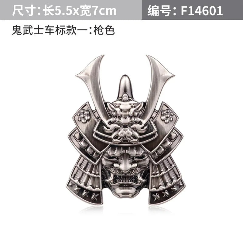 Japanese Samurai Hannya Metal Car Stickers Emblem Hot Badge Skull Style Pranjna Gunmetal Trunk Auto Motorcycle Accessories