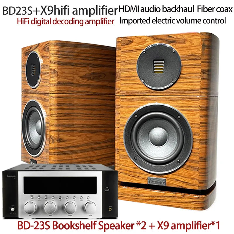Balenald home theater speaker BD-23S wood veneer HIFI bookshelf speaker pneumatic tweeter silver speaker high fidelity passive a