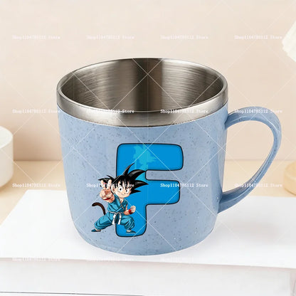 Dragons Ball 304 Stainless Steel Mouth Cup Goku Anime Kawaii Letter A-Z Coffee Milk Water Mug  Anti-scalding Camping Cups Gift