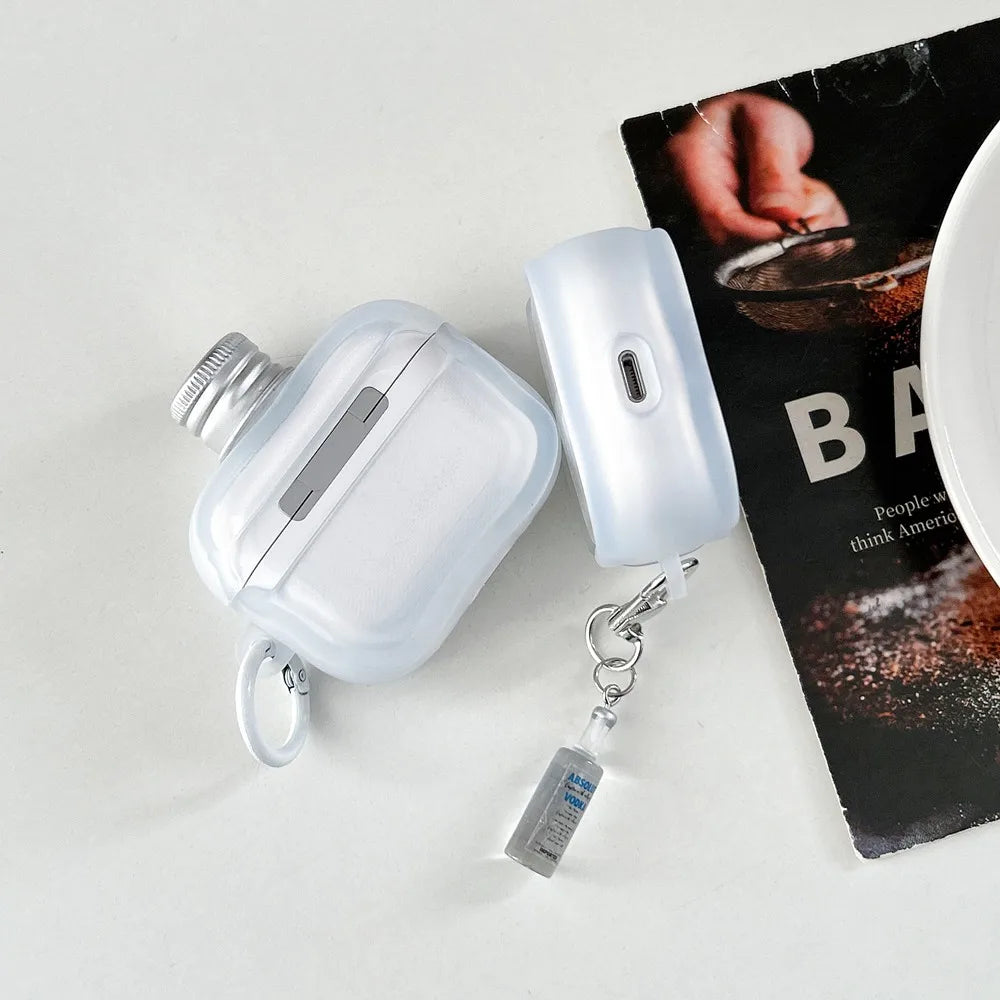 For Apple Airpods Pro 2 Case Creative Vodka Bottle Bluetooth Headset Cover For AirPods 4 3 2 1 Pro3 Charging Box Protective Case